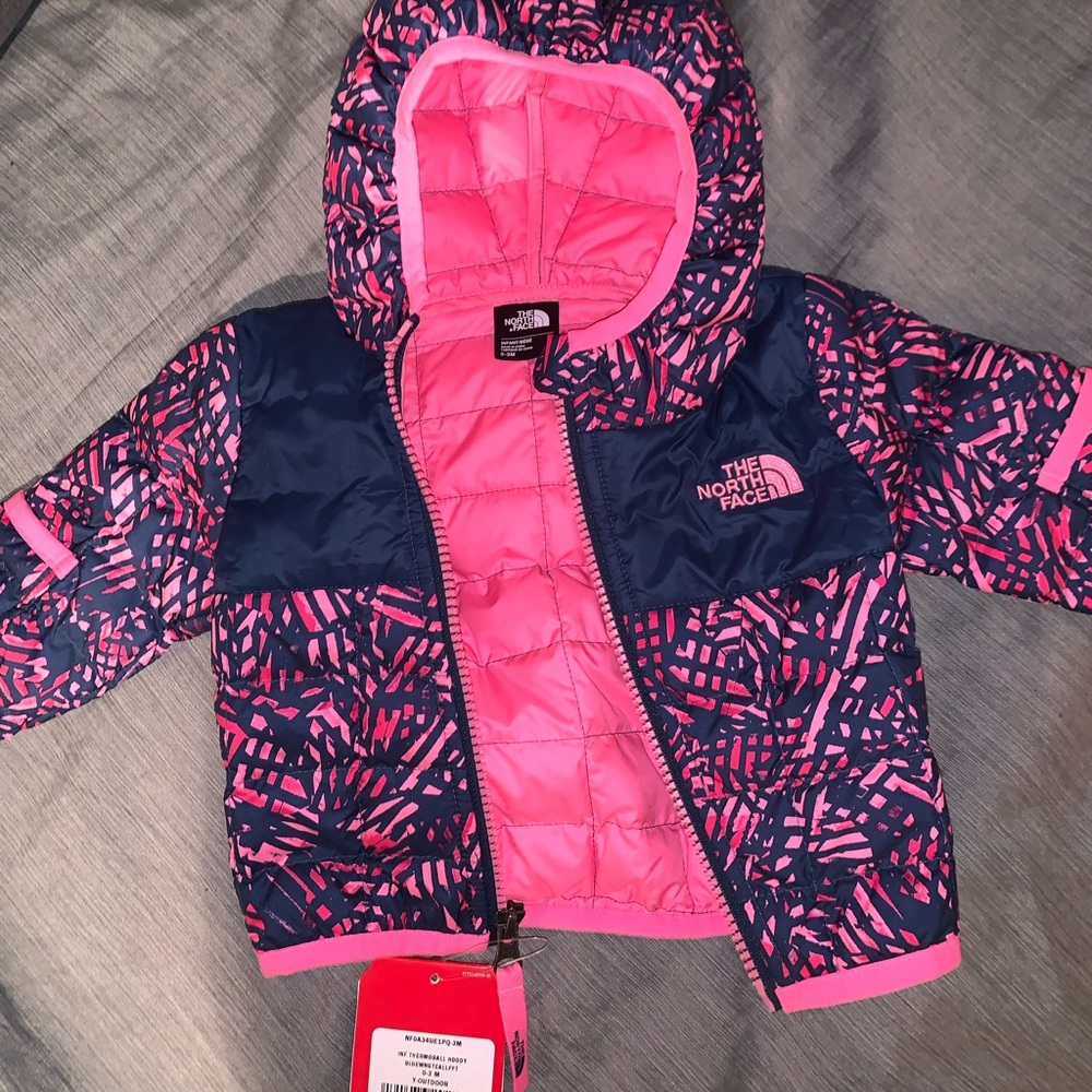 North face pink baby down jacket puffer jacket